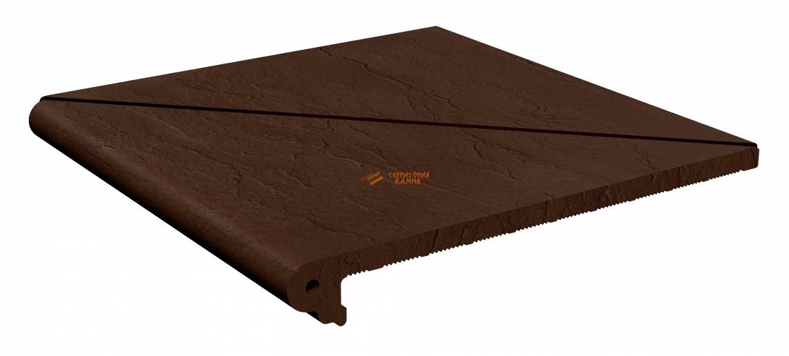 Угловая клинкерная ступень   Шоколад  330×330×14 мм